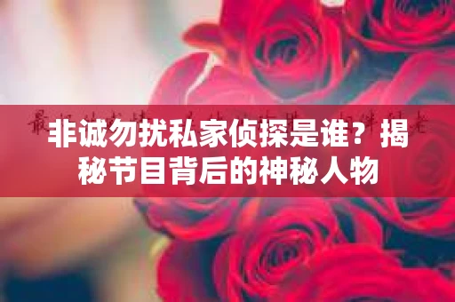 非诚勿扰私家侦探是谁？揭秘节目背后的神秘人物