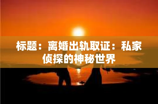 标题：离婚出轨取证：私家侦探的神秘世界