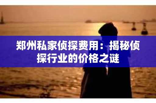 郑州私家侦探费用：揭秘侦探行业的价格之谜
